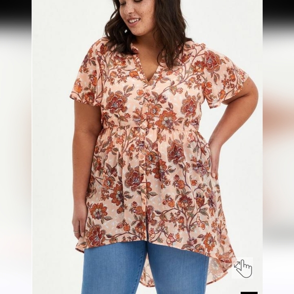 TORRID Peach Sheer High Low Top - Picture 7 of 10